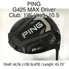 PING G425 MAX Driver 1W Driver 10.5 45.75" ALTA J CB SLATE Stiff Regular Right-H