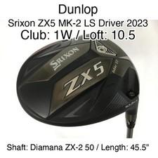Dunlop Srixon ZX5 MK-2 LS Driver 2023 1W Driver 10.5 45.5" Diamana ZX-2 50 Stiff