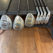 Sq Two Golf Clubs Rave II Stainless Steel 1,3, 7 Drivers 5,7,9,S Irons LPGA