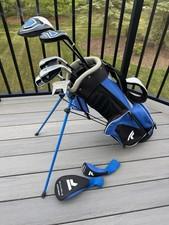 Top Flite Junior Golf Club Set RH 6 PC Driver Irons Hybrid Putter Bag Blue Dent